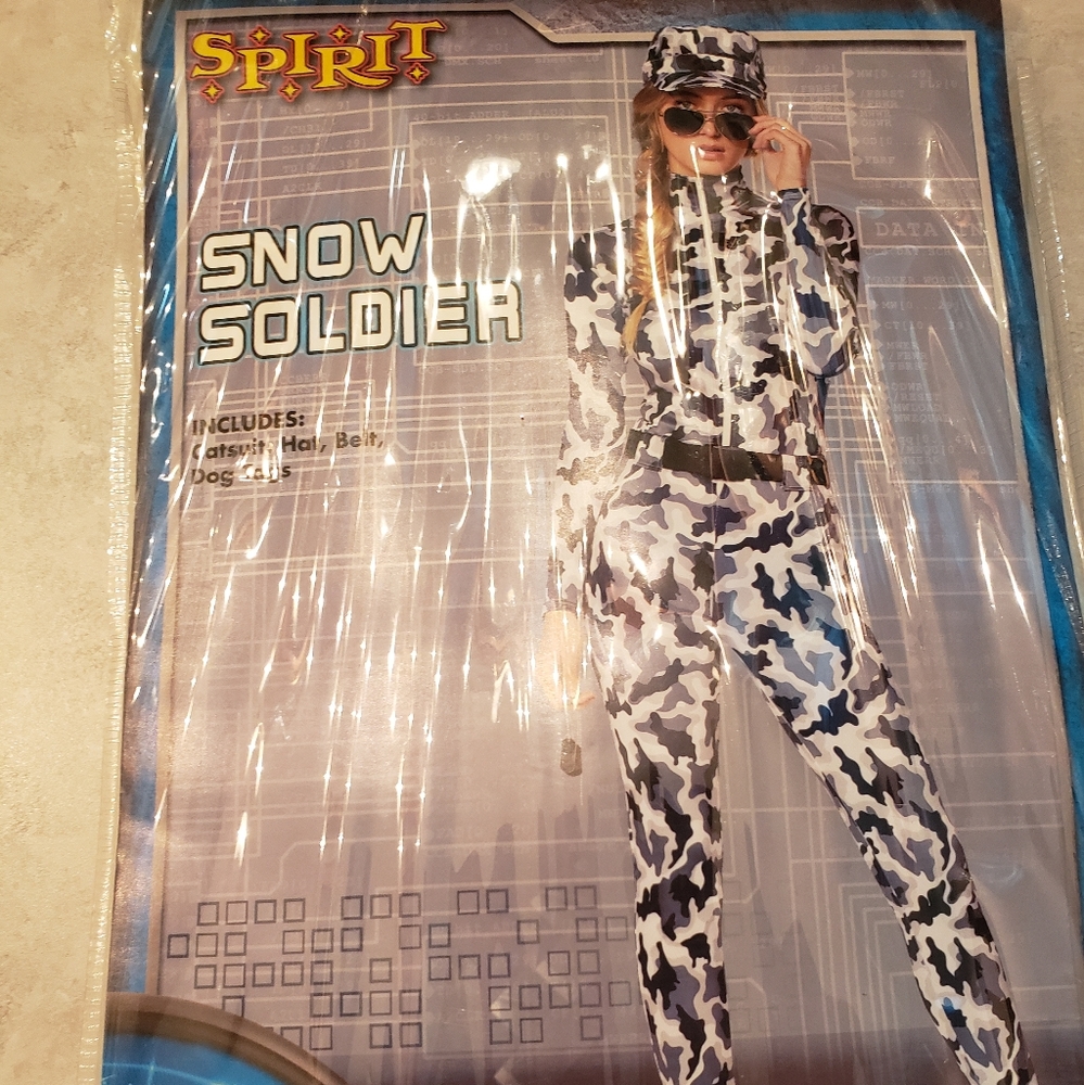 Halloween costume. Soldier black & white camo Worn once for 1 hour. Great shape.